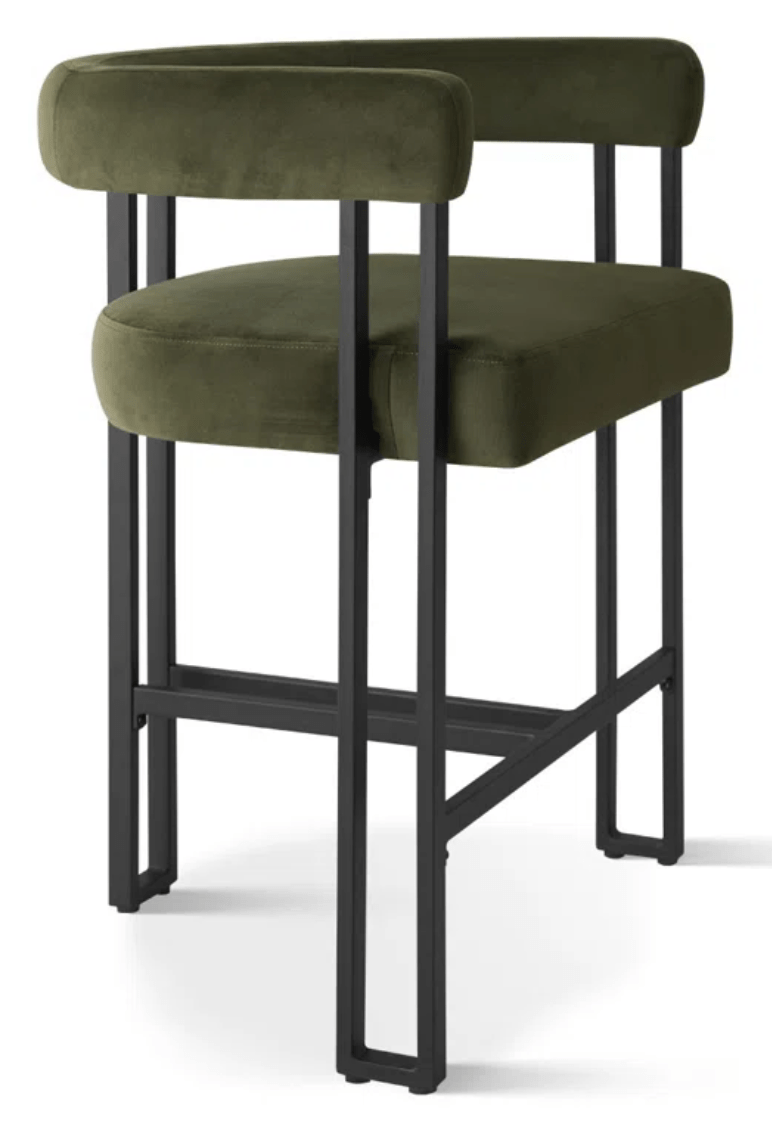 Modern Upholstered Counter Stool in Olive Matrini (Sold Individually) - HER Home Design Boutique